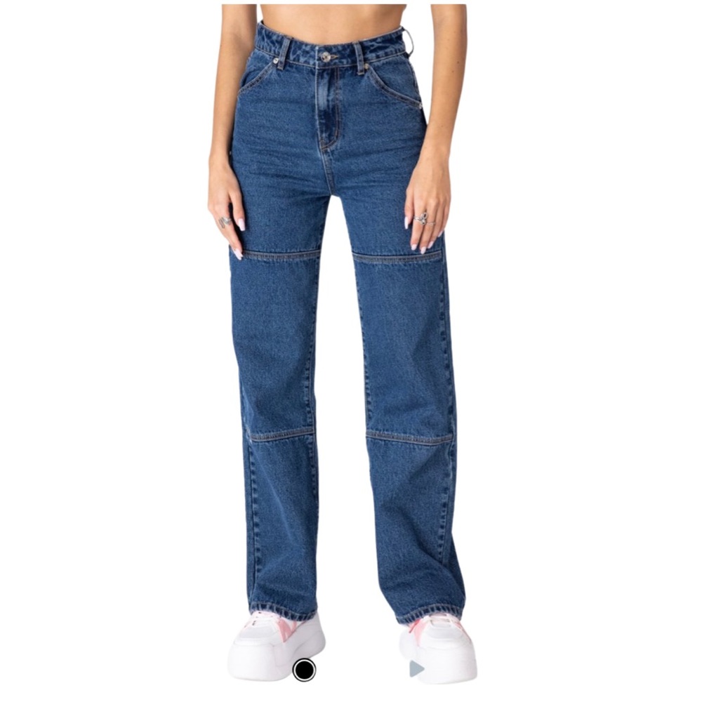 Seam Detailing Denim Jeans, High Waisted, With tag